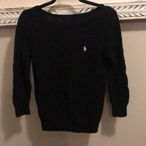 Quarter sleeve cable knit sweater